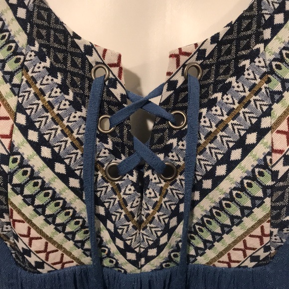 Blue Spring Dress Sz M - Picture 2 of 7